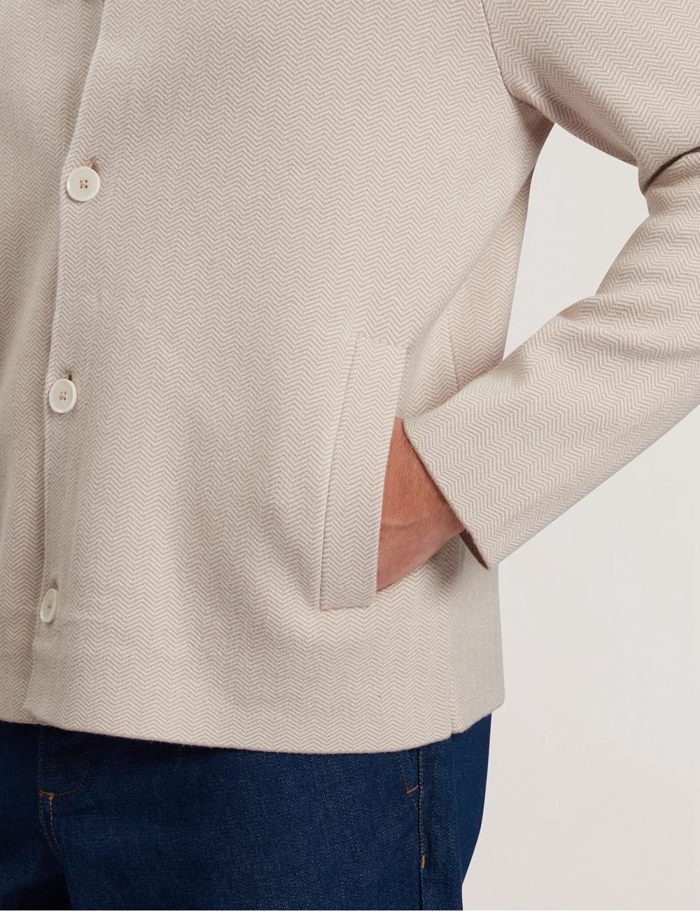 Taupe Ted Baker THIMON - Herringbone Knit Button-Up Men Jackets | Canada  GIB-168540