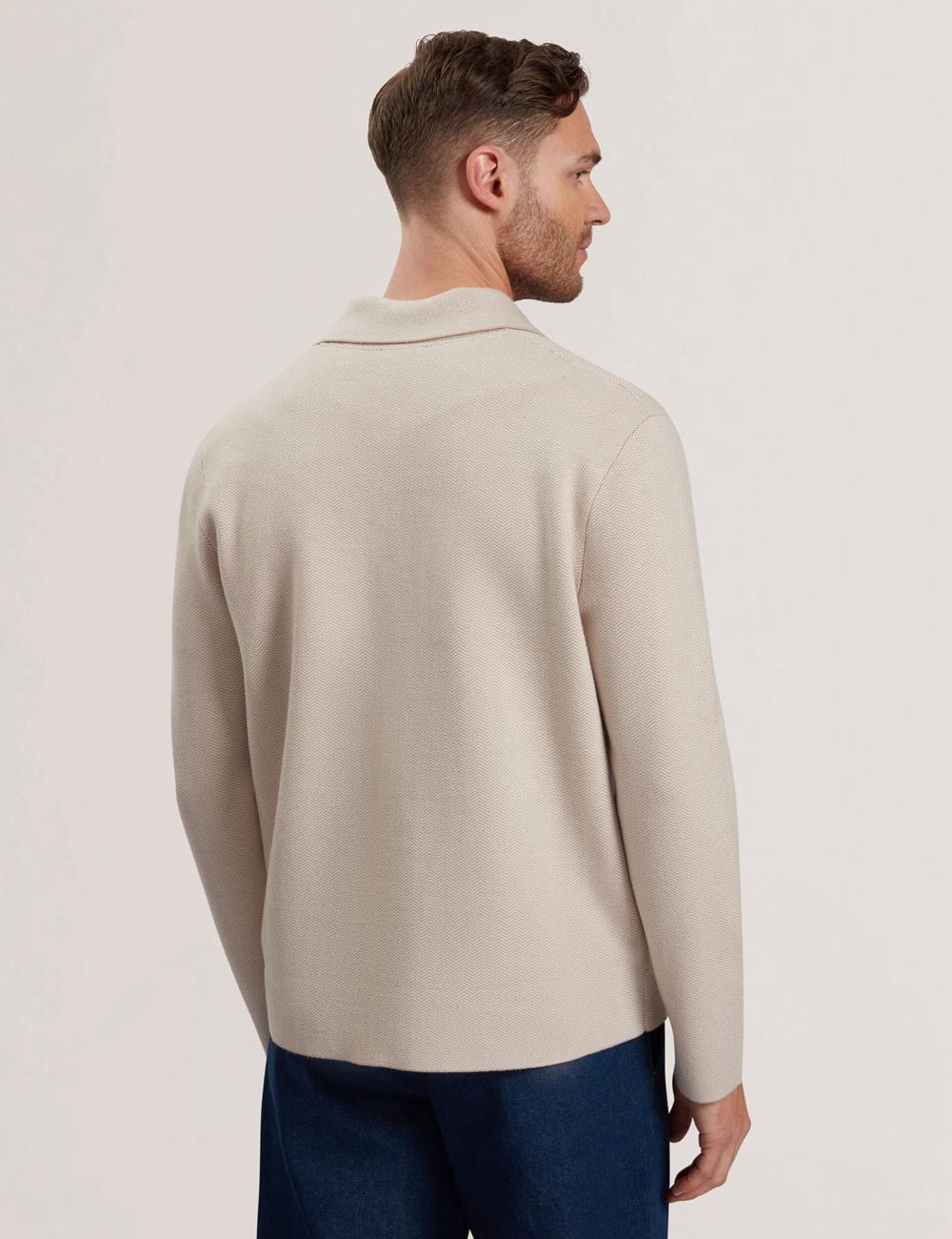 Taupe Ted Baker THIMON - Herringbone Knit Button-Up Men Jackets | Canada  GIB-168540