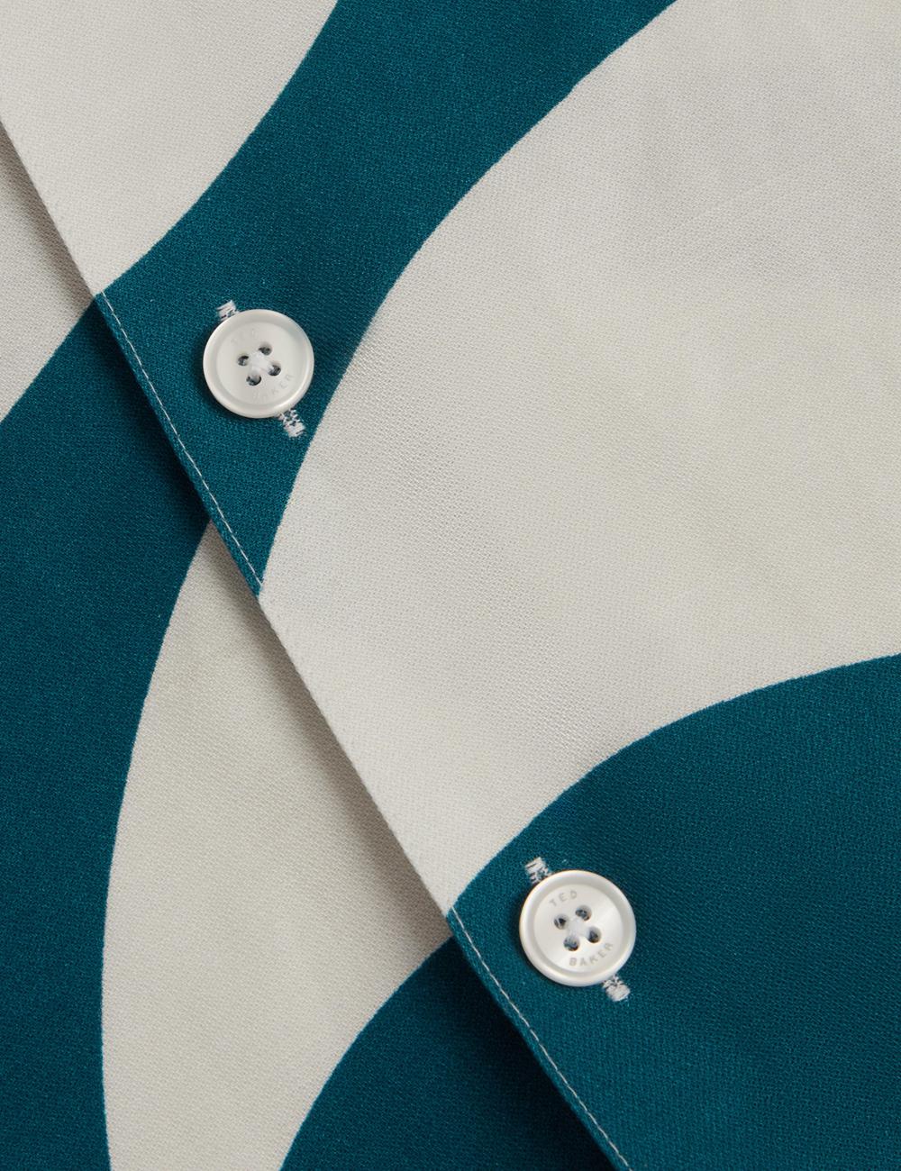 Turquoise Ted Baker ROLDAN - Short Sleeve Oversized Swirl Print Men Casual Shirts | Canada  FBX-018953