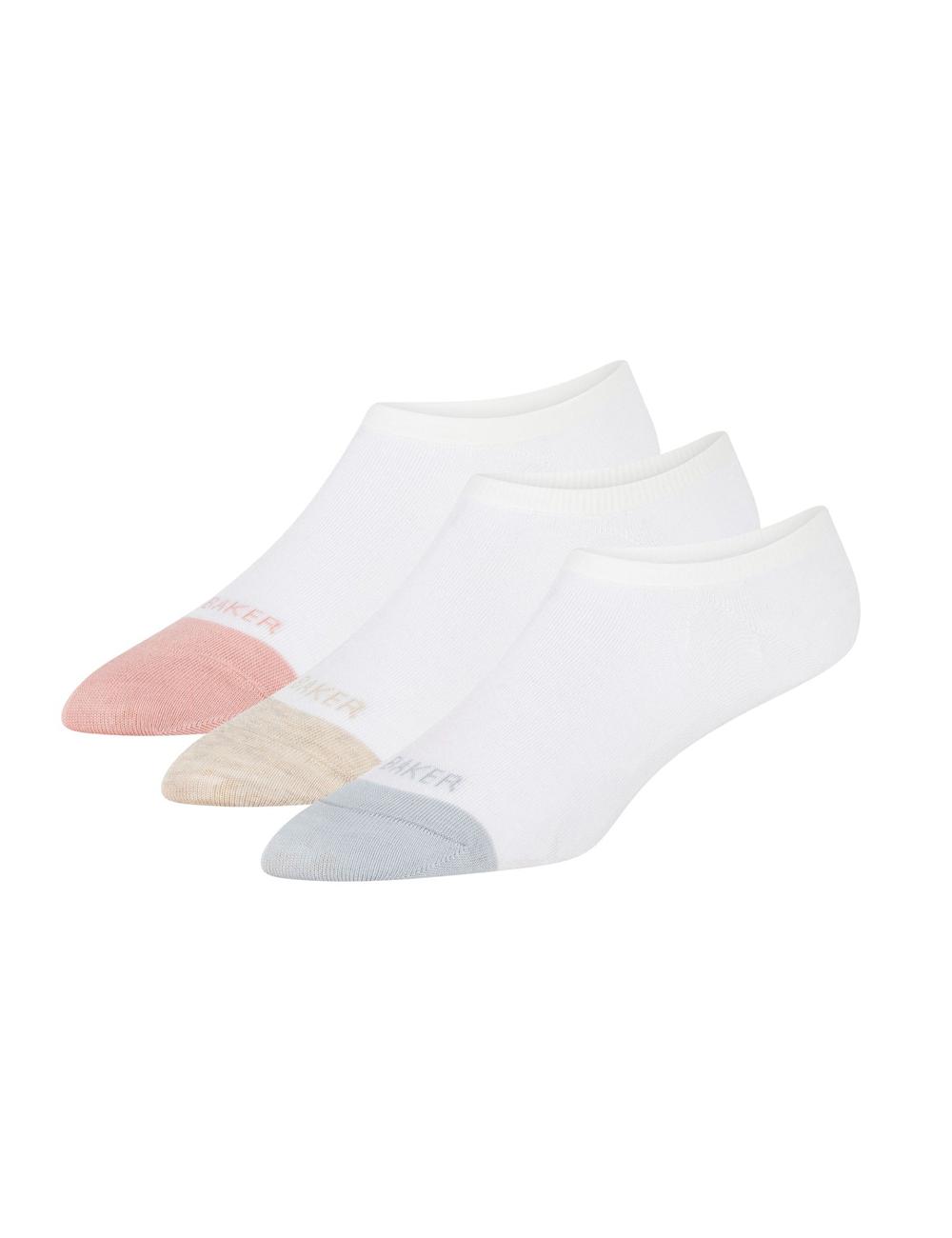 White Ted Baker 3 Pack Contrast Toe Liner Trainer Women Socks | Canada  SIV-940281