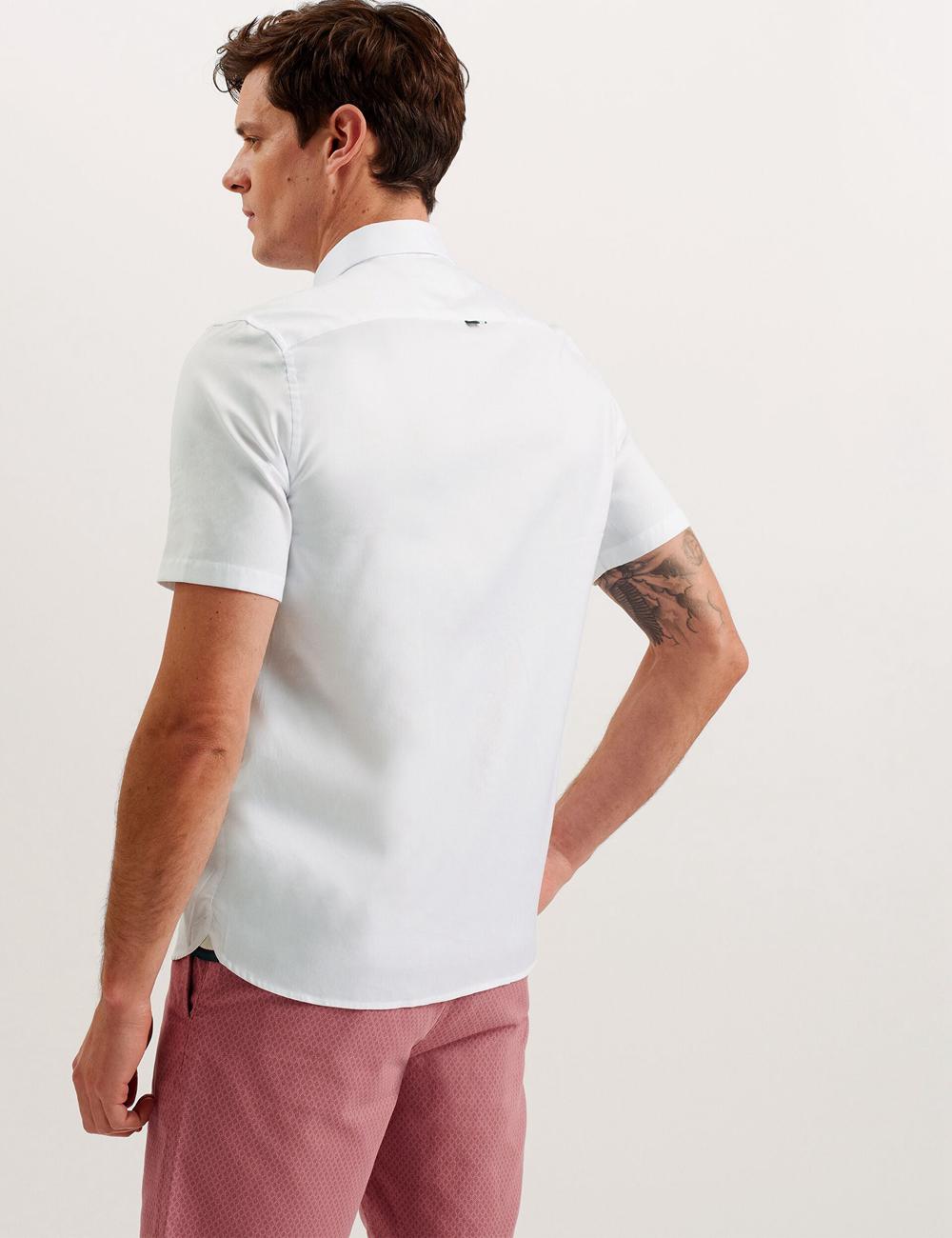 White Ted Baker ALDGTE - Short Sleeve Cotton Oxford Men Casual Shirts | Canada  EUQ-690145