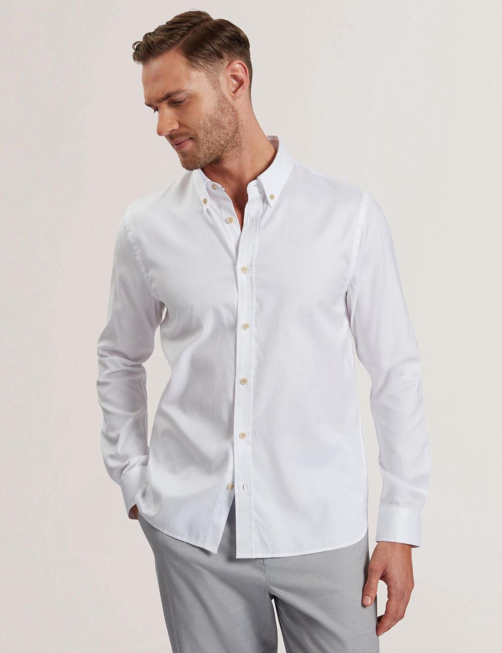 White Ted Baker ALLARDO - Regular Fit Cotton Oxford Men Casual Shirts | Canada  HXK-207813