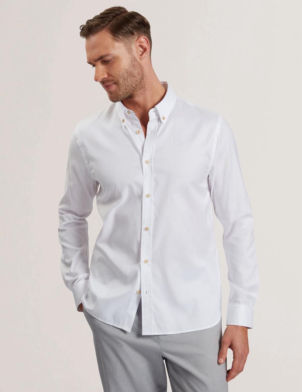 White Ted Baker ALLARDO - Regular Fit Cotton Oxford Men Casual Shirts | Canada  HXK-207813