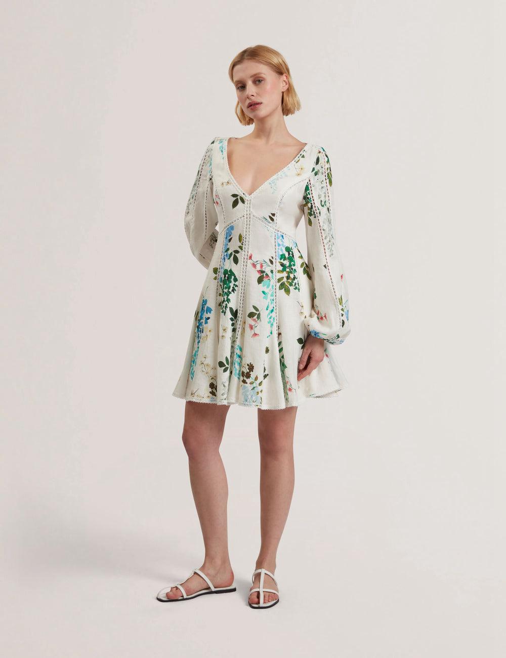 White Ted Baker BELVIDA - Floral Crochet Trim Linen Women Mini Dresses | Canada  TMZ-128743