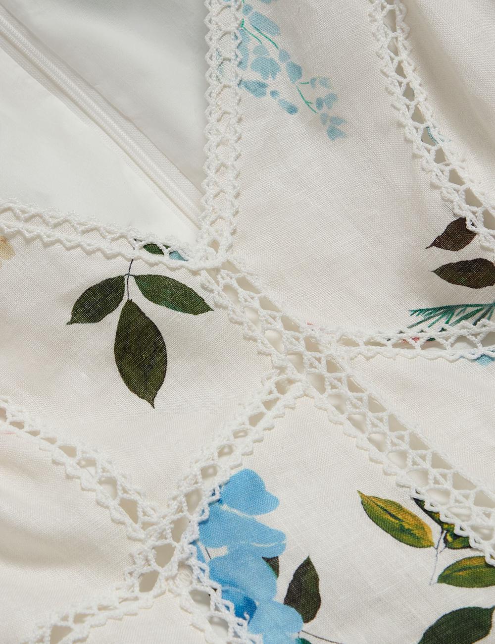 White Ted Baker BELVIDA - Floral Crochet Trim Linen Women Mini Dresses | Canada  TMZ-128743
