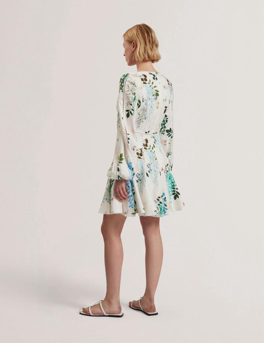 White Ted Baker BELVIDA - Floral Crochet Trim Linen Women Mini Dresses | Canada  TMZ-128743
