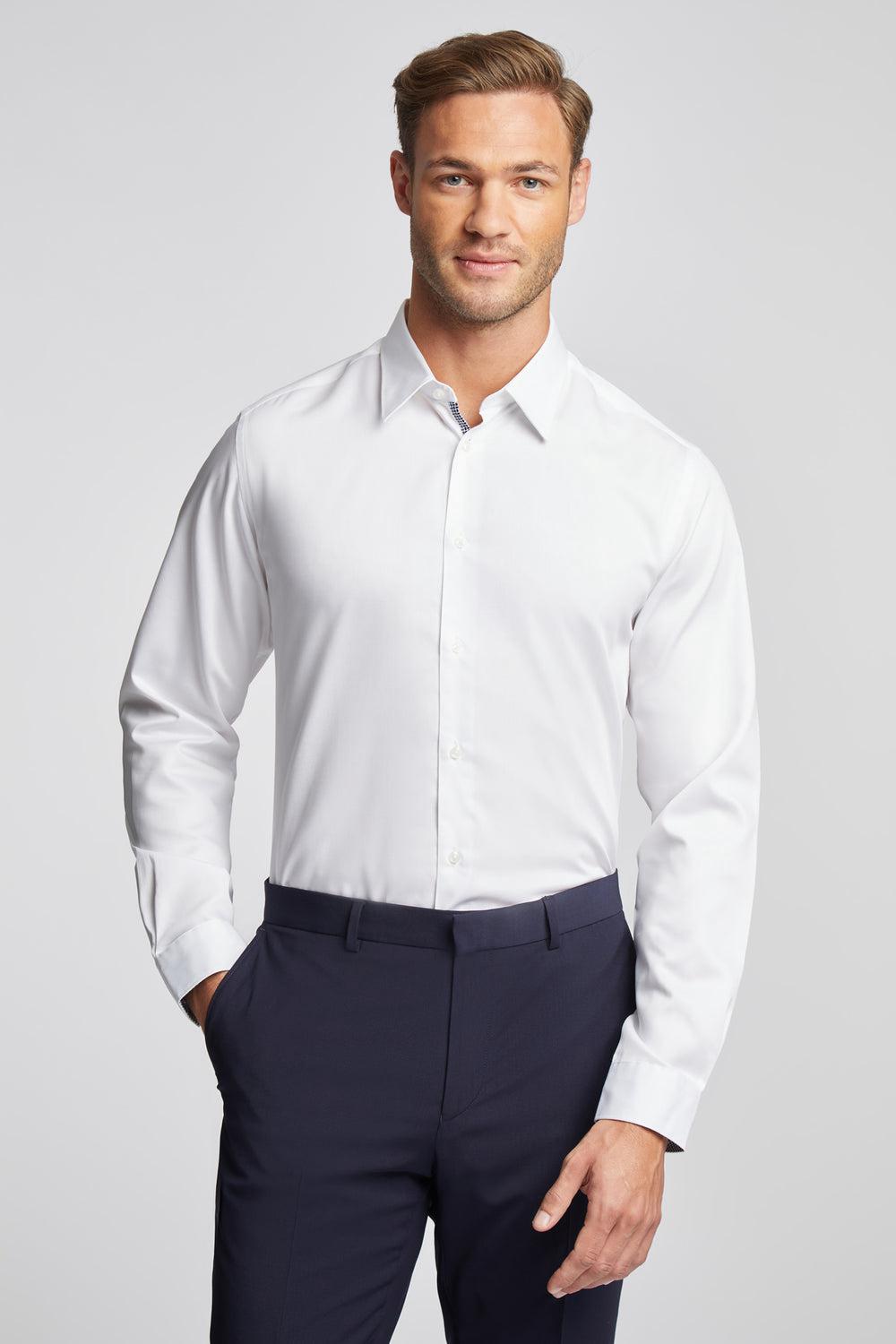 White Ted Baker HOLMES - Slim Fit Plain Cotton Men Formal Shirts | Canada  BUD-869453