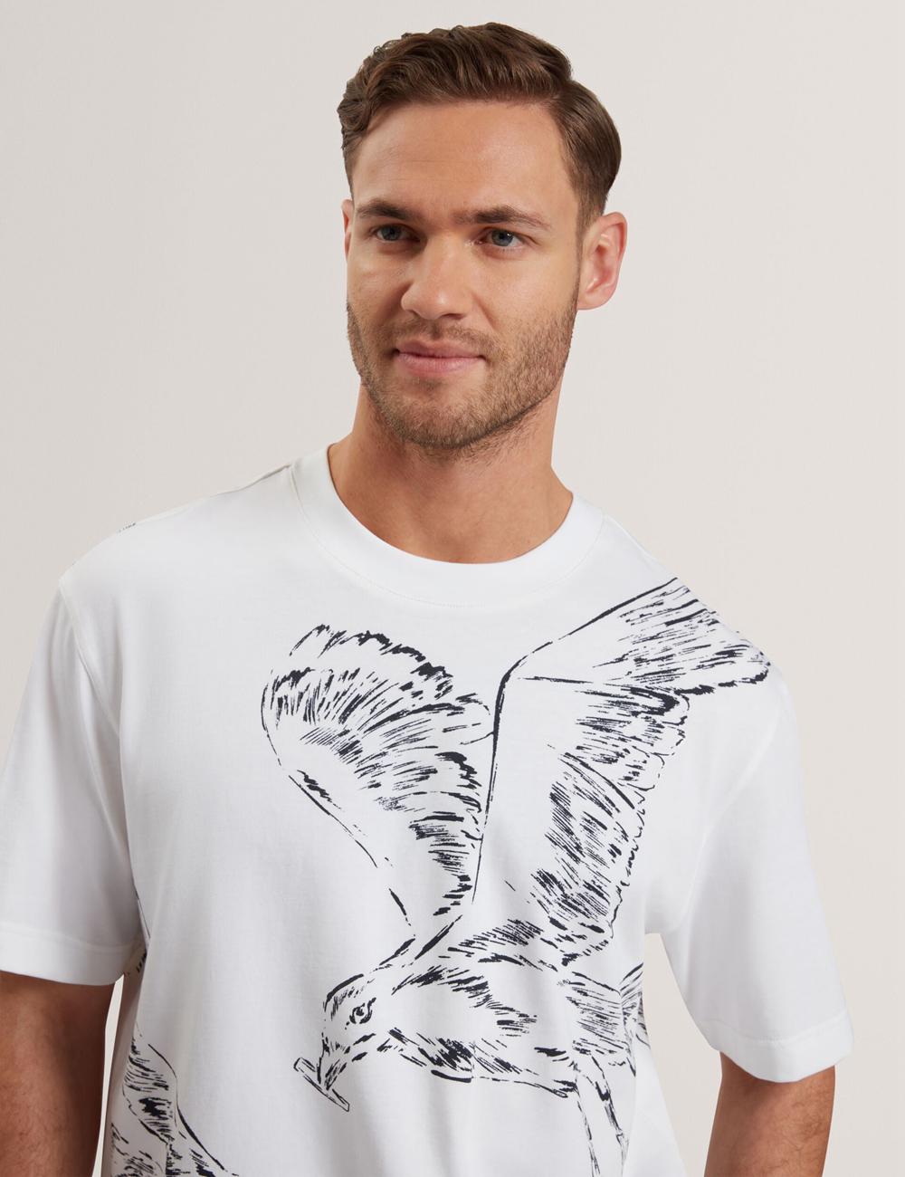 White Ted Baker JAMESIO - Short Sleeve Graphic Seagull Men T-Shirts | Canada  FPA-981307