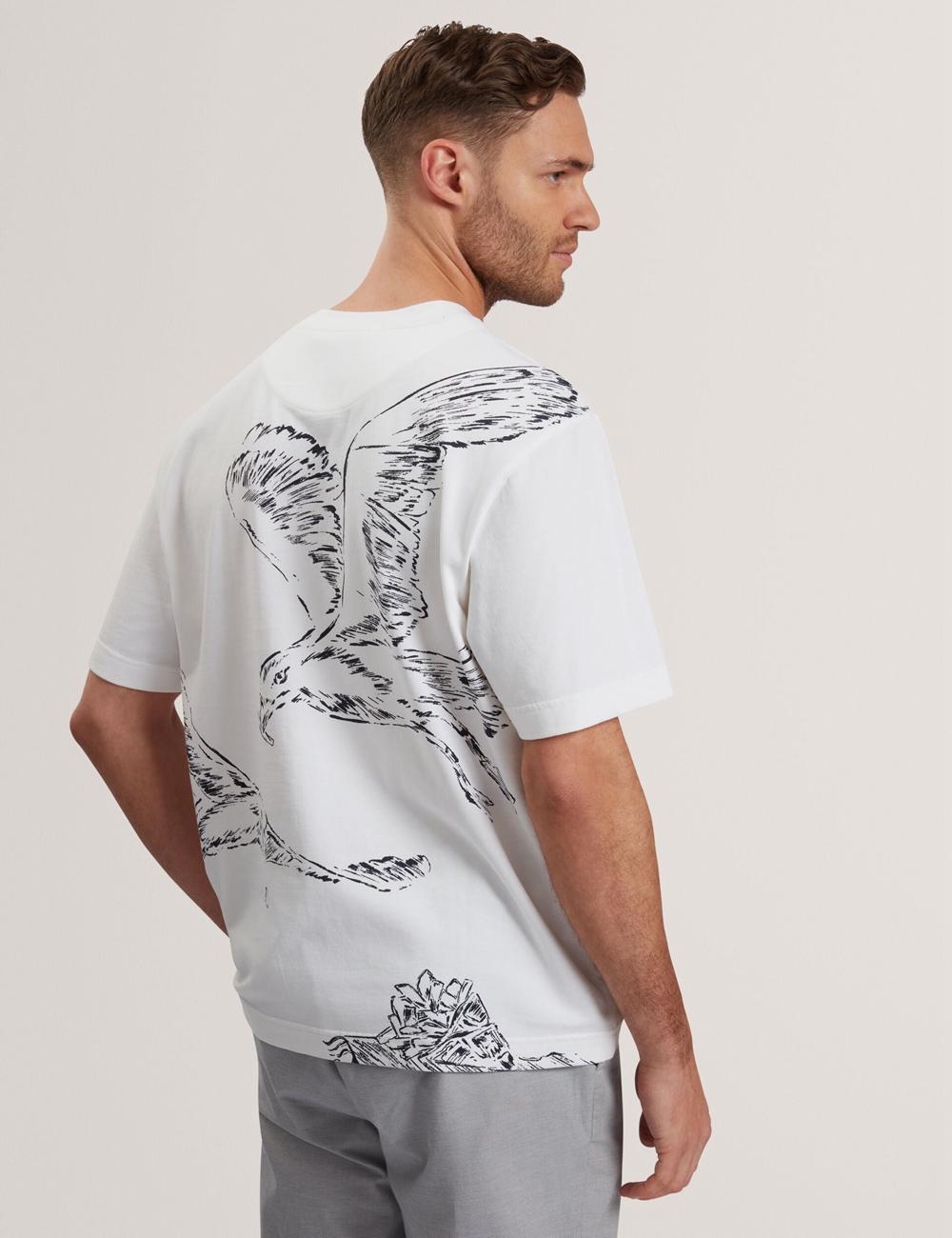 White Ted Baker JAMESIO - Short Sleeve Graphic Seagull Men T-Shirts | Canada  FPA-981307