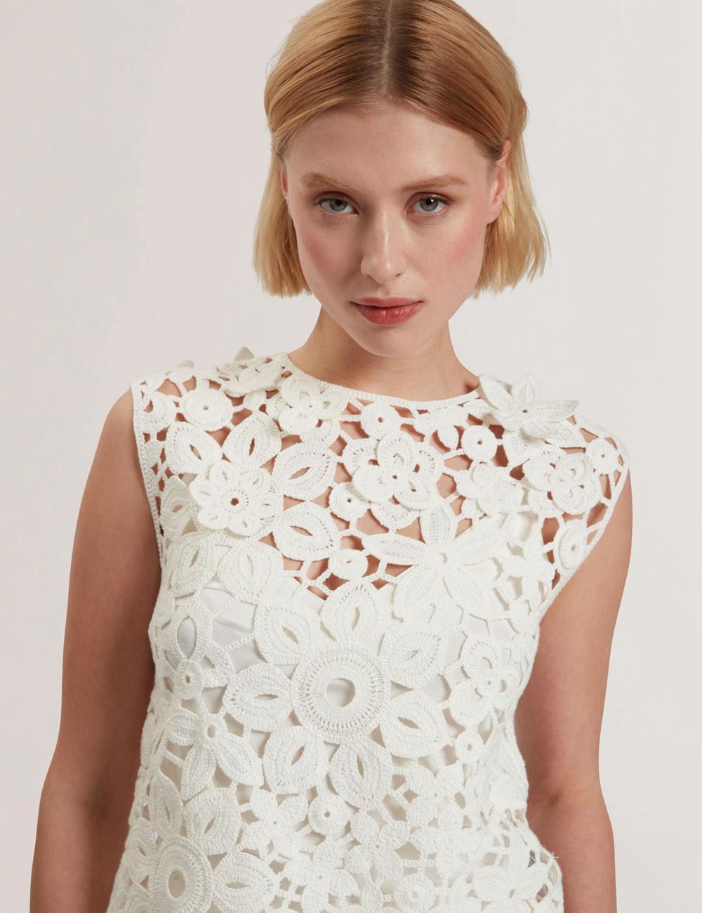 White Ted Baker JOYYRA - Floral Crochet Knit Sleeveless Women Tops | Canada  MHD-309746