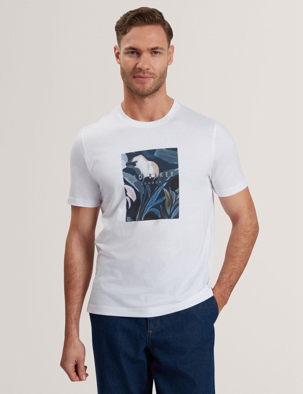 White Ted Baker JUSTINO - Branded Box Print Graphic Cotton Men T-Shirts | Canada  OKG-604731