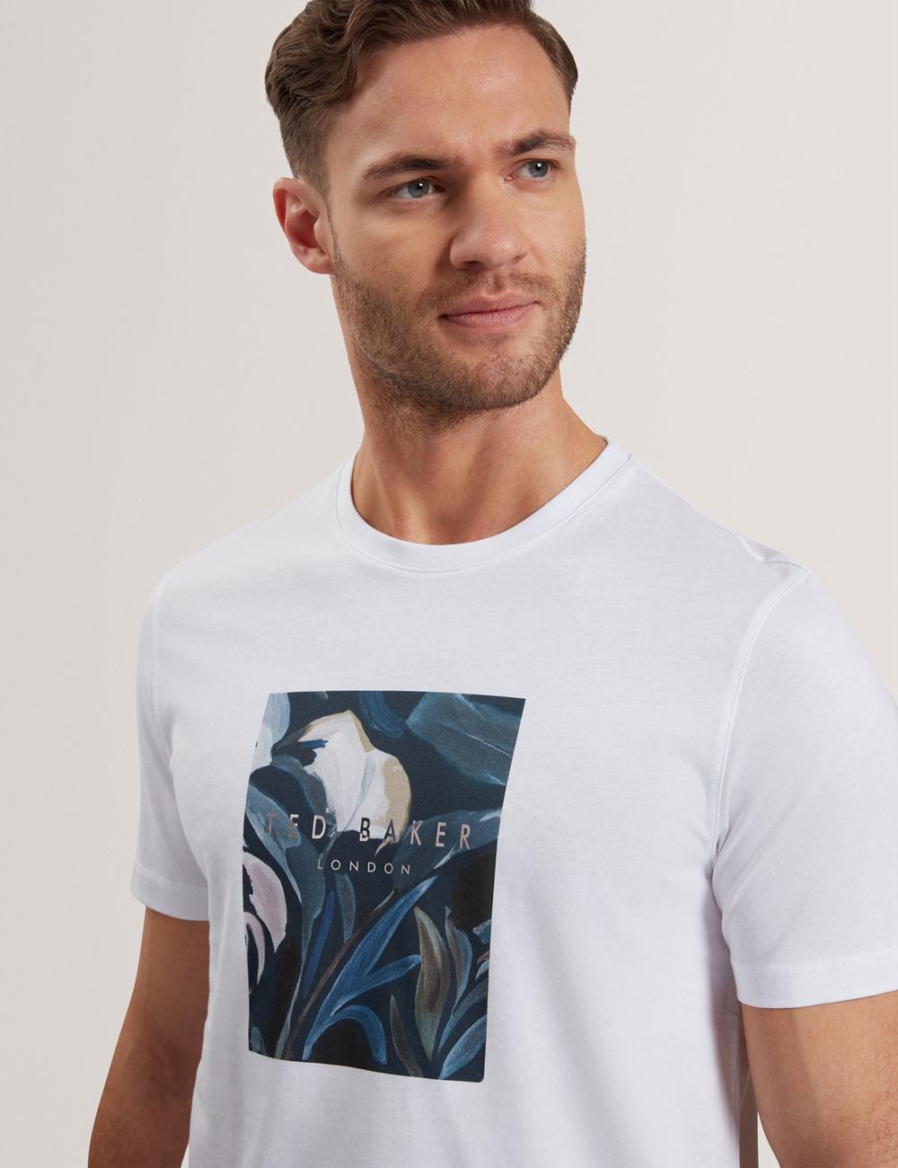 White Ted Baker JUSTINO - Branded Box Print Graphic Cotton Men T-Shirts | Canada  OKG-604731