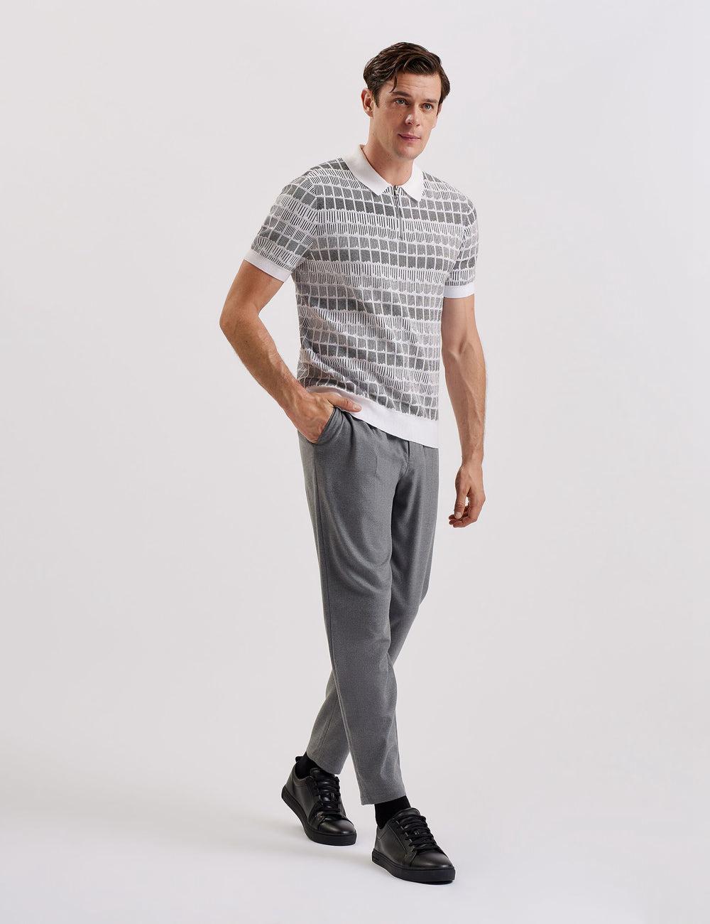 White Ted Baker LEVERS - Ombre Jacquard Zip Neck Men Polos Shirts | Canada  MHP-367094