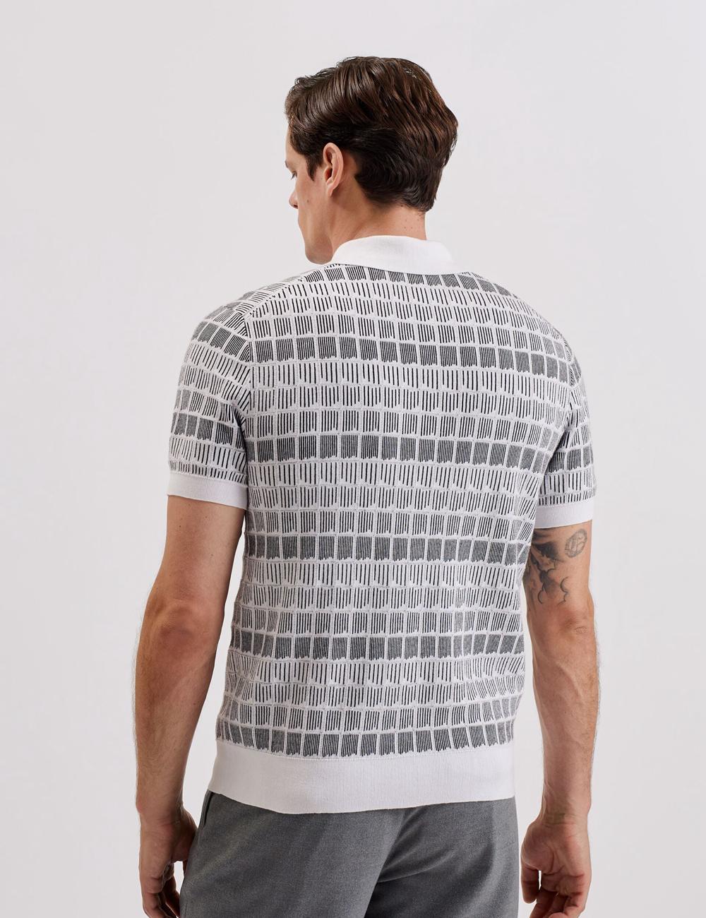 White Ted Baker LEVERS - Ombre Jacquard Zip Neck Men Polos Shirts | Canada  MHP-367094