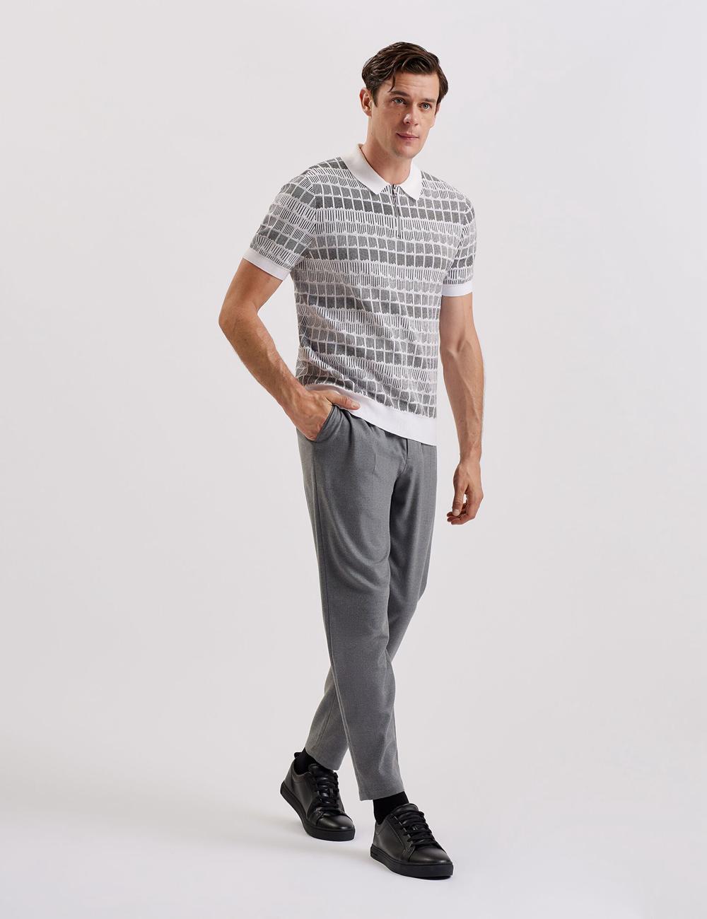 White Ted Baker LEVERS - Ombre Jacquard Zip Neck Men Polos Shirts | Canada  MHP-367094