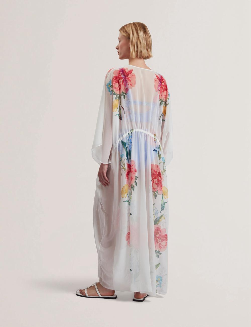 White Ted Baker LUUSAA - Floral V-Neck Maxi Kaftan Beach Dress Women Cover Ups | Canada  NZW-103269