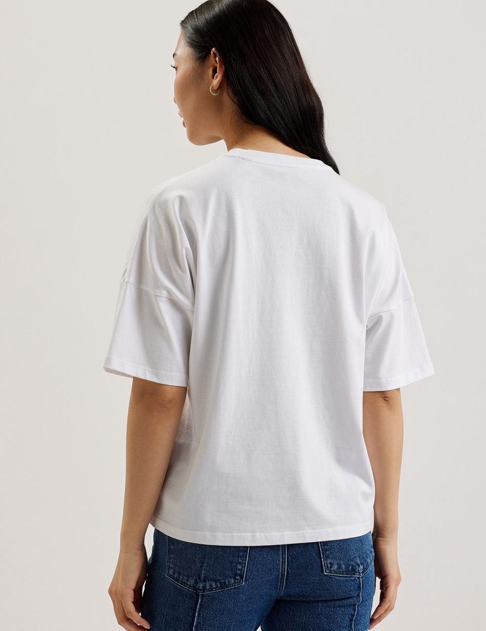White Ted Baker MALORRY - Embroidered Logo Boxy Cotton Women T-Shirts | Canada  WEO-816427