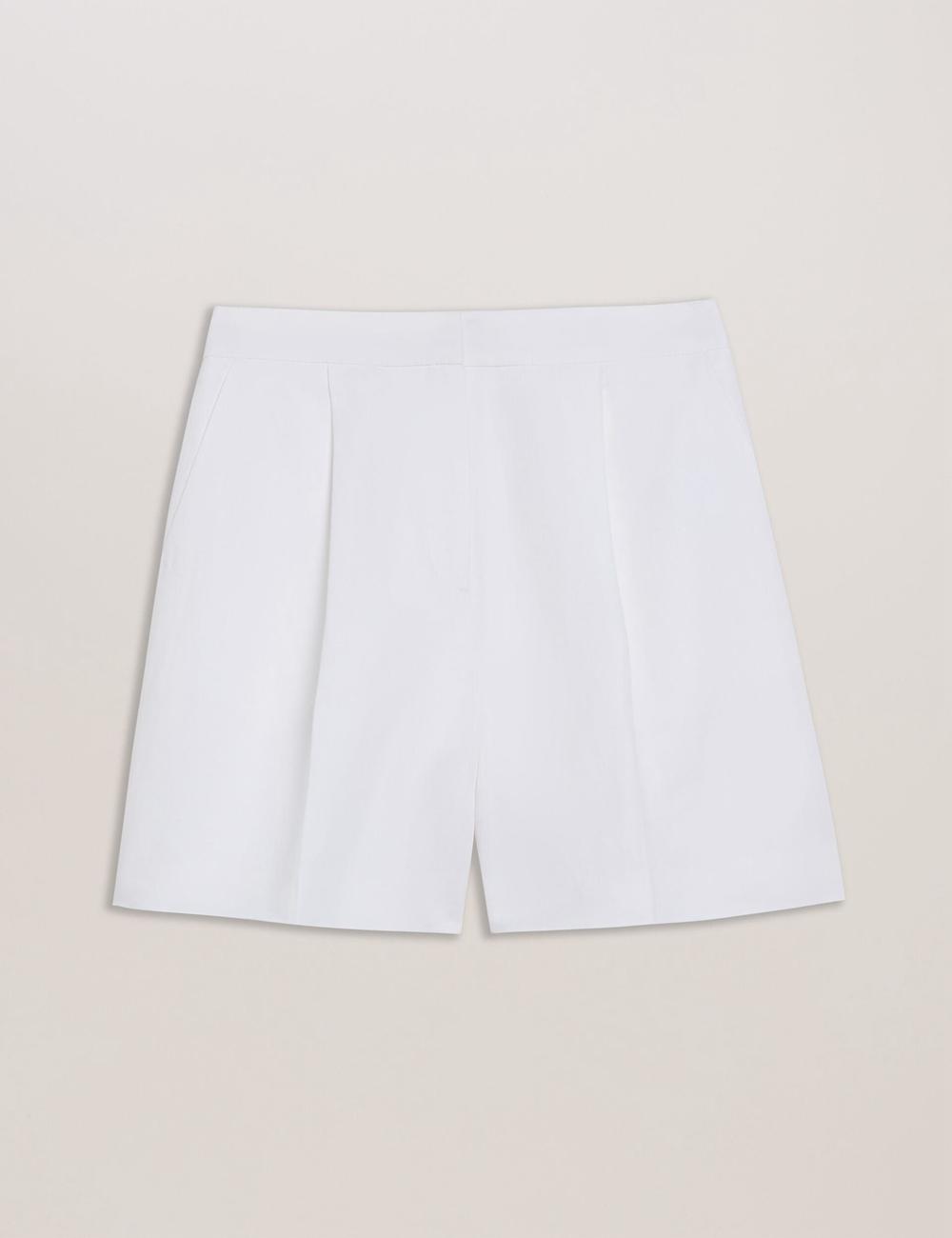 White Ted Baker MUSUBSH - High Waisted Pleated Tailored Women Shorts | Canada  SKM-794126