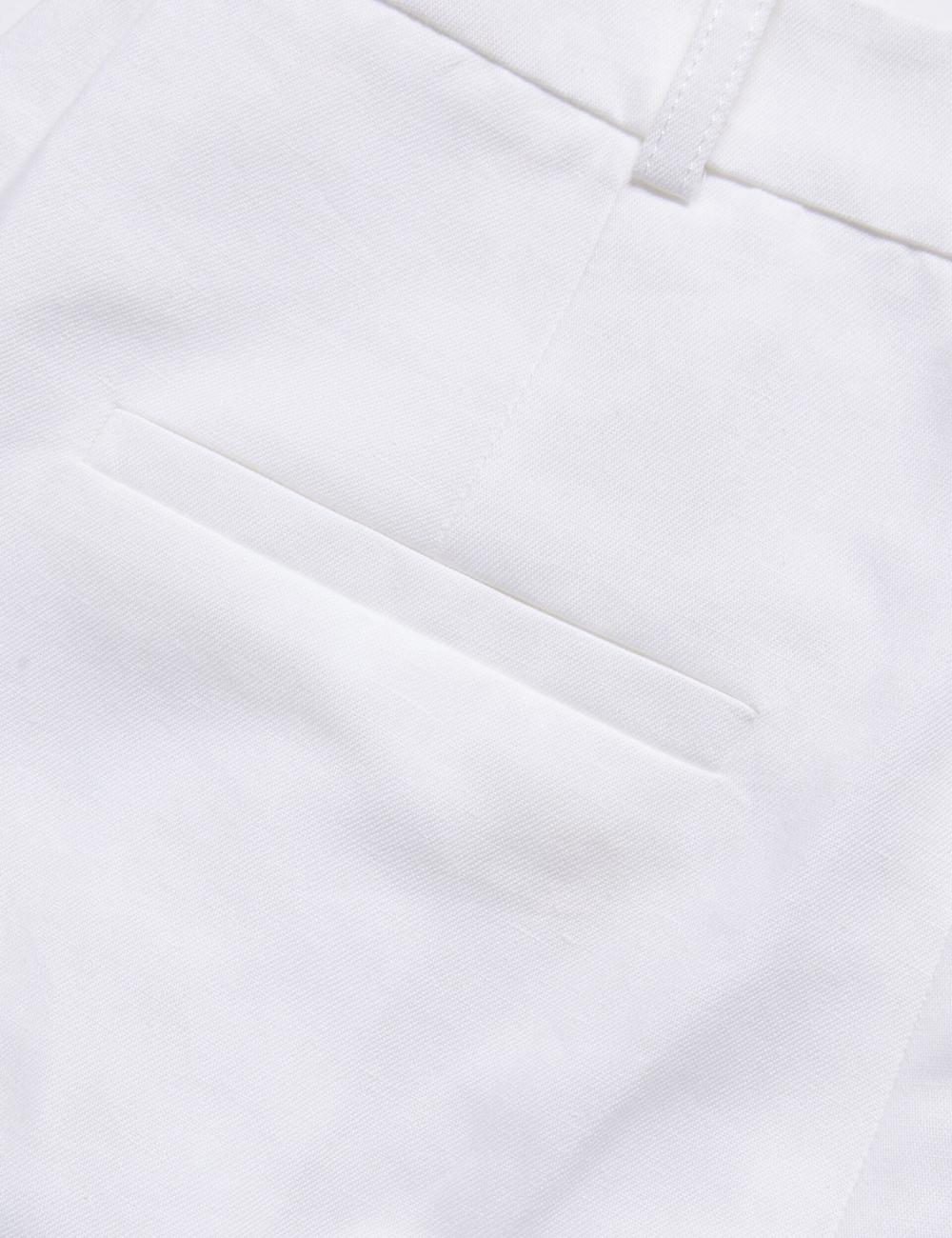 White Ted Baker MUSUBT - Linen Cotton High Waisted Tailored Women Trousers | Canada  QEO-286359