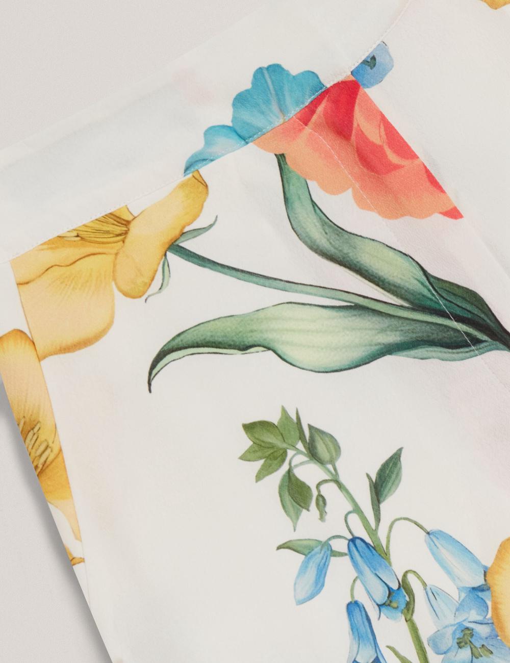 White Ted Baker NYMPHAT - Floral Print High Waisted Wide Leg Women Trousers | Canada  HGN-178026