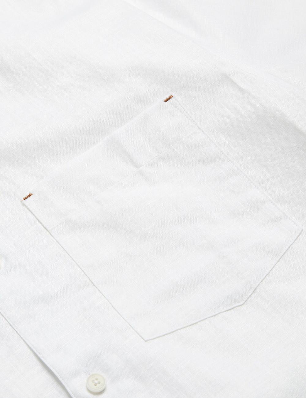 White Ted Baker PALOMAS - Short Sleeve Textured Linen Cotton Men Casual Shirts | Canada  CAK-683159