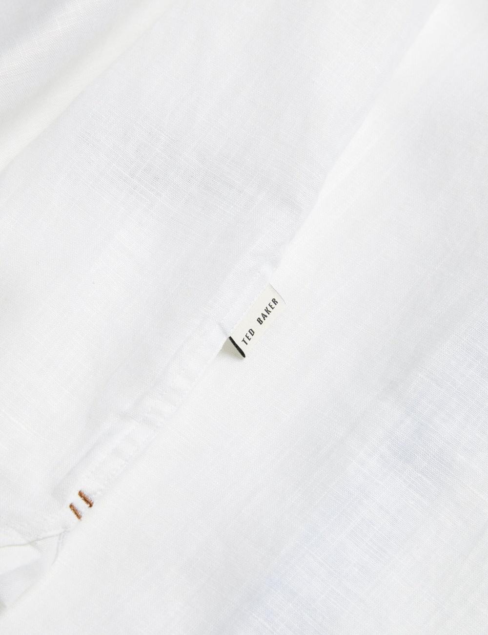 White Ted Baker PALOMAS - Short Sleeve Textured Linen Cotton Men Casual Shirts | Canada  CAK-683159