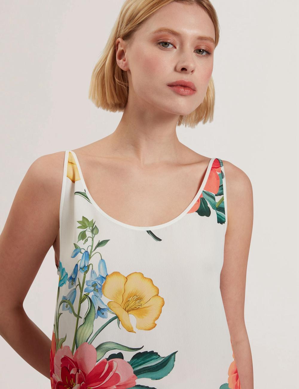 White Ted Baker PURRLA - Floral Print Scoop Neck Sleeveless Women Tops | Canada  AQF-094716