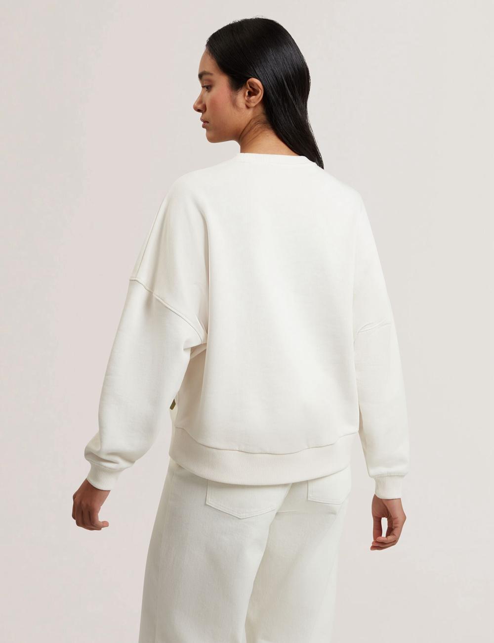 White Ted Baker SANDERR - Tufted Floral Graphic Cotton Women Sweatshirts | Canada  XFY-278935