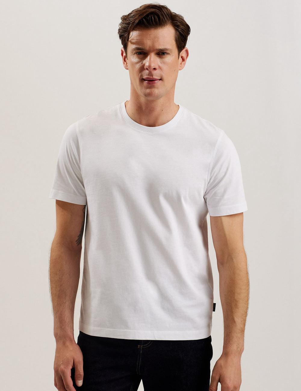 White Ted Baker TYWINN - Classic Crew Neck Cotton Men T-Shirts | Canada  CPY-124753