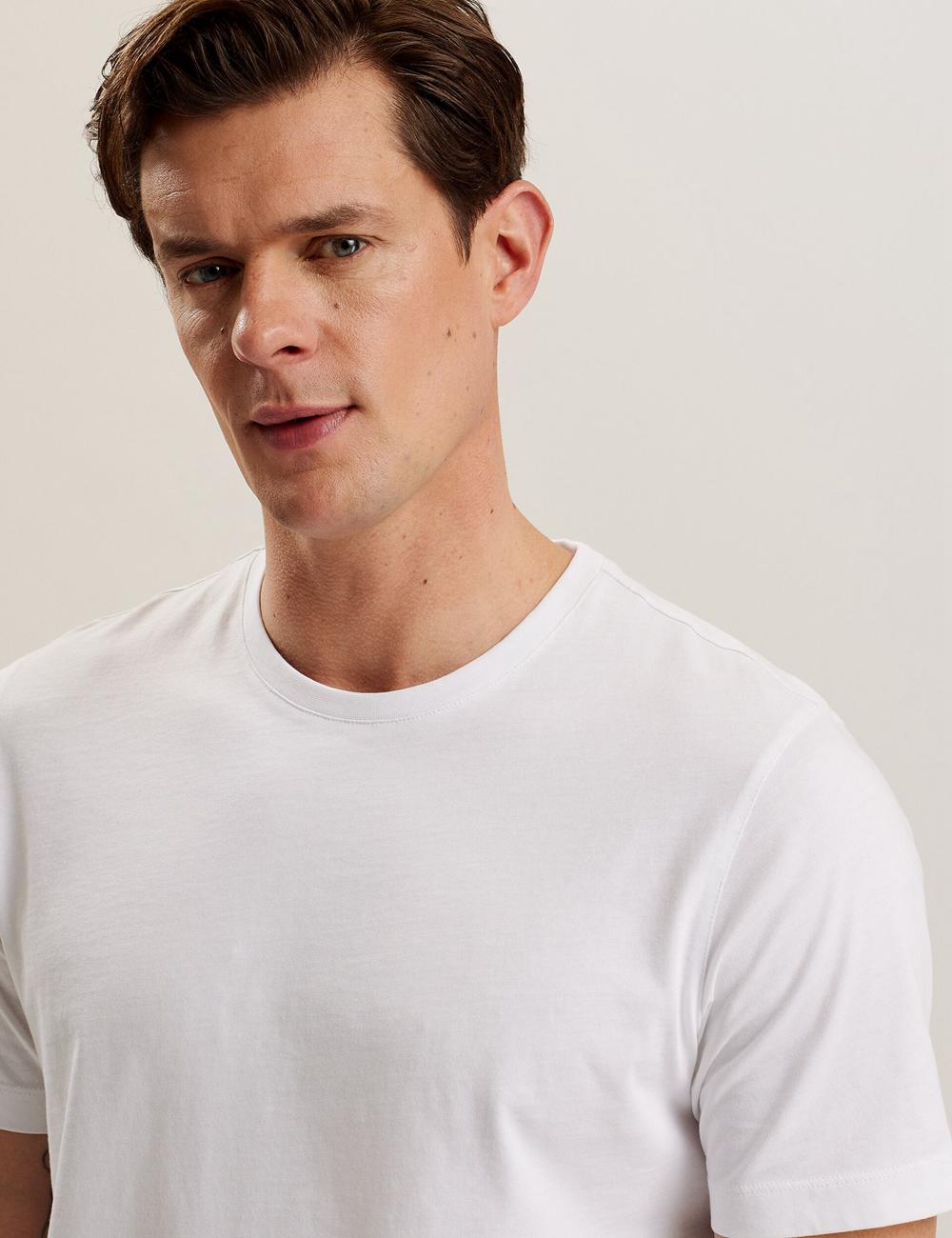 White Ted Baker TYWINN - Classic Crew Neck Cotton Men T-Shirts | Canada  CPY-124753
