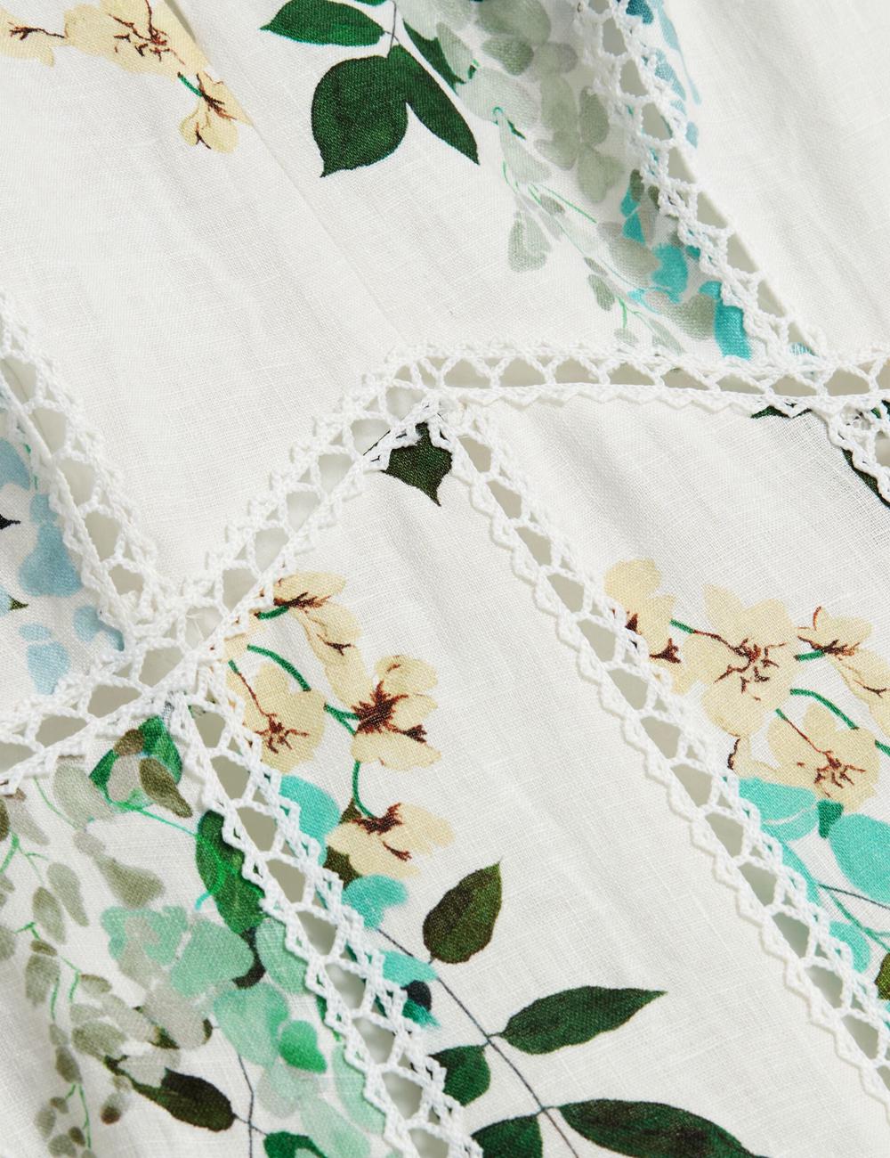 White Ted Baker UTALA - Floral Crochet Trim Linen Women Midi Dresses | Canada  TOG-721908