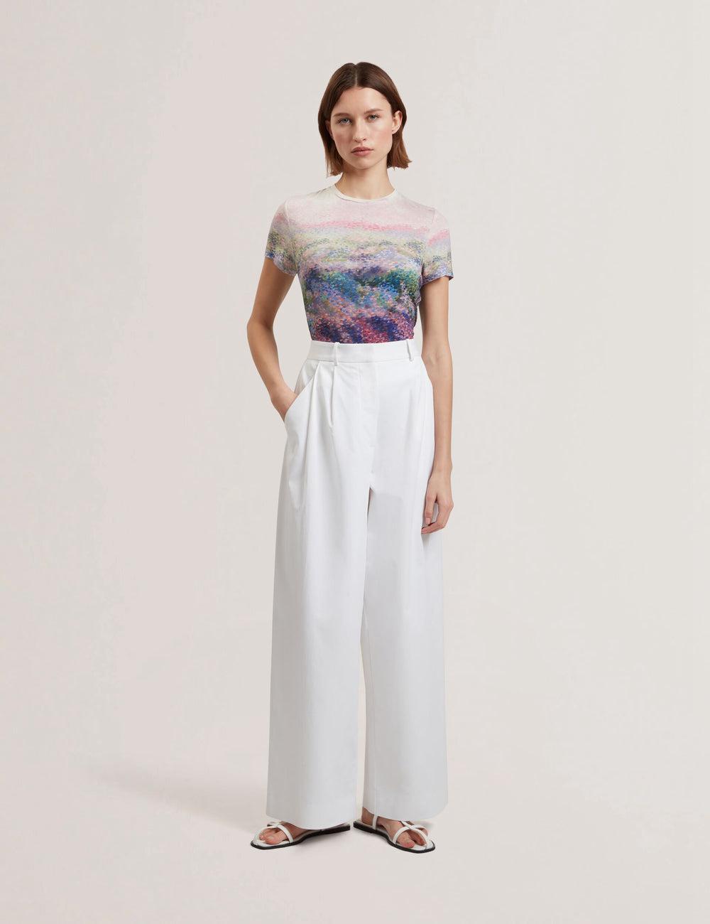 White Ted Baker ZOZIA - Pleated High Waist Wide Leg Women Trousers | Canada  BRS-168453