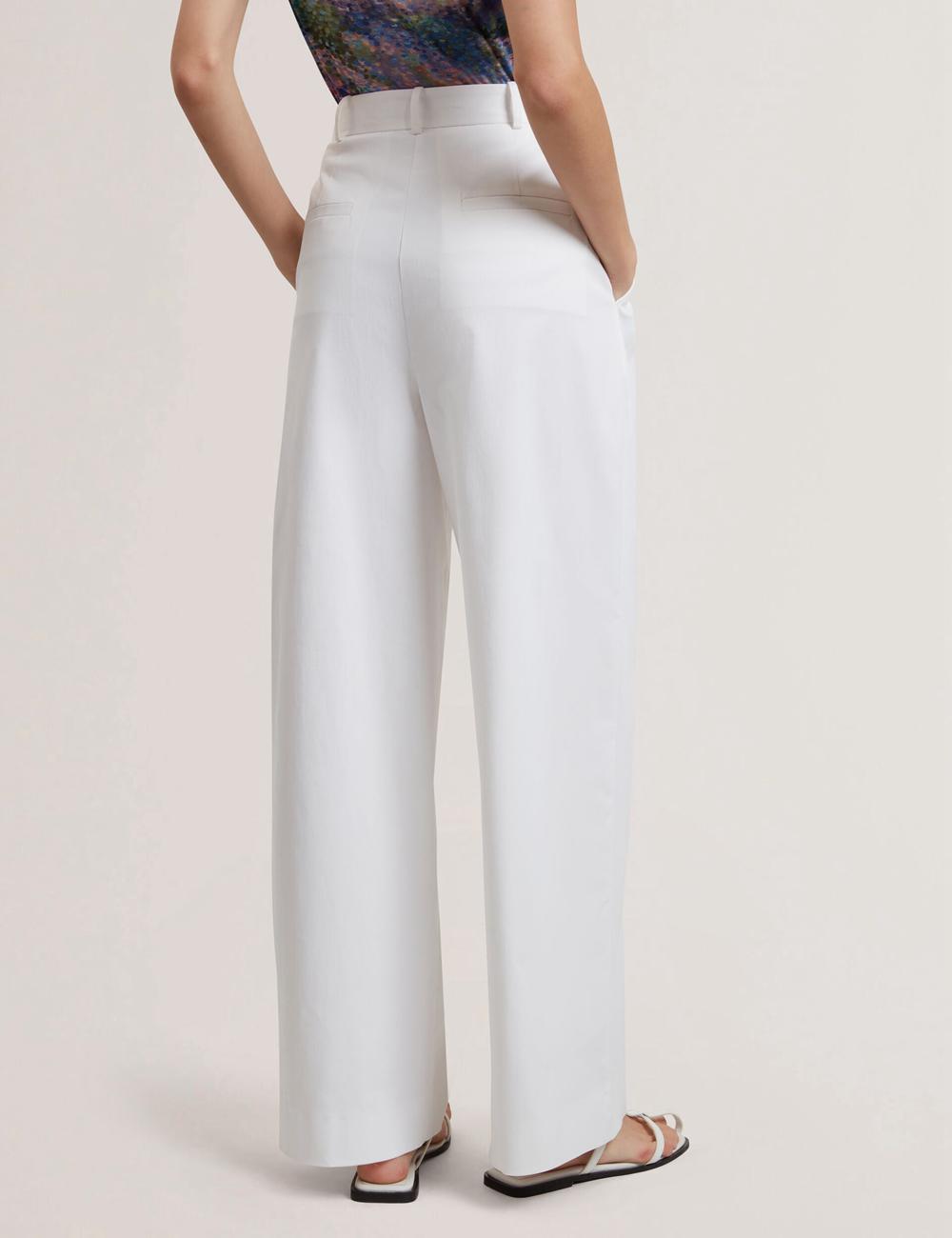 White Ted Baker ZOZIA - Pleated High Waist Wide Leg Women Trousers | Canada  BRS-168453