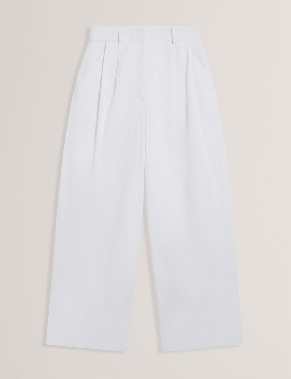 White Ted Baker ZOZIA - Pleated High Waist Wide Leg Women Trousers | Canada  BRS-168453
