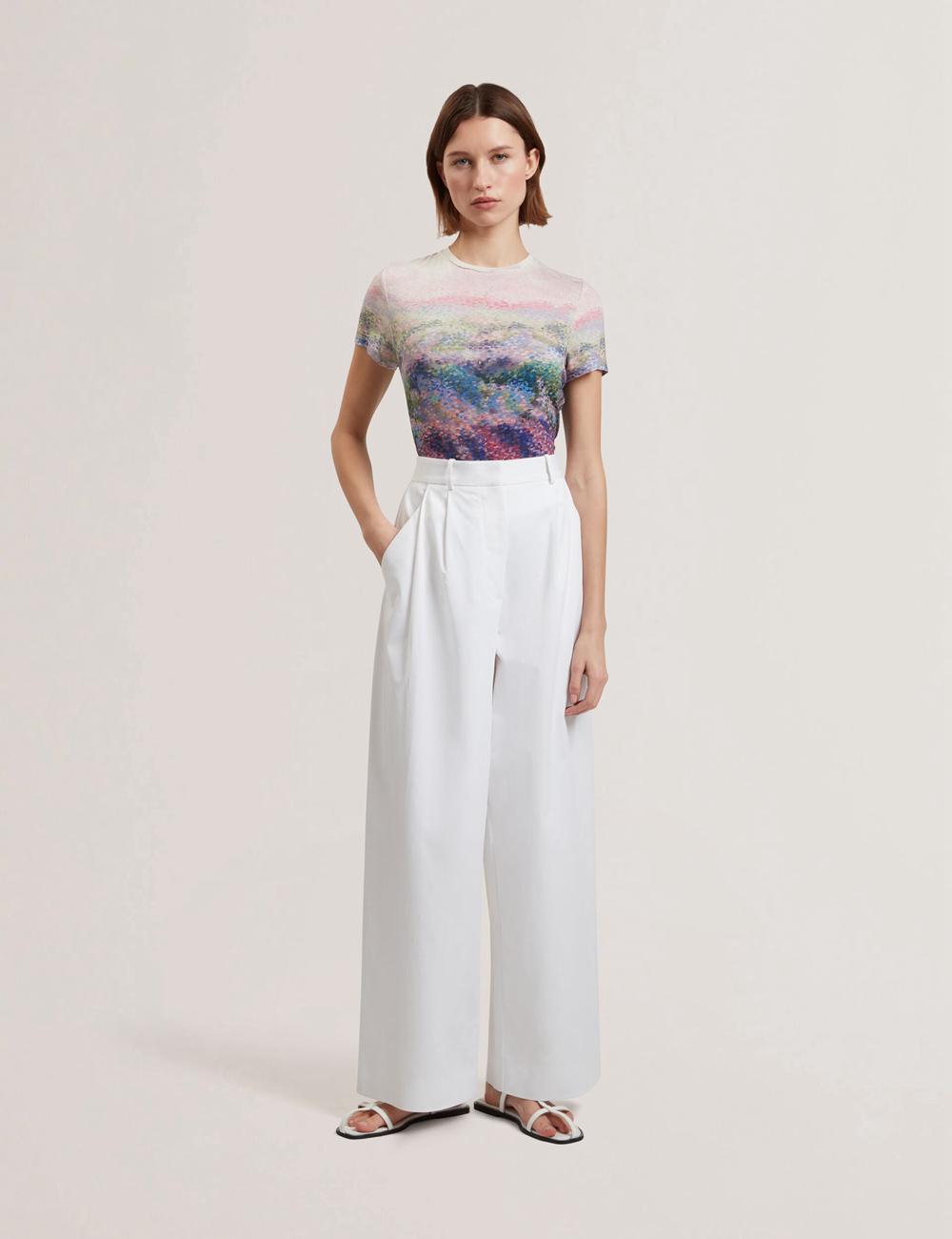 White Ted Baker ZOZIA - Pleated High Waist Wide Leg Women Trousers | Canada  BRS-168453